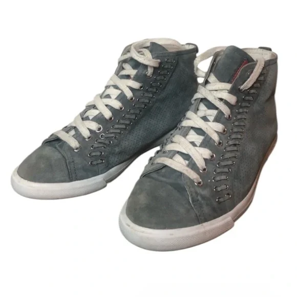 Prada Mid Top Eyelet Cap Toe Gray Sneaker Size 37.5 / US 6.5-7 - Picture 6 of 11